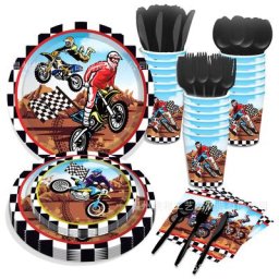 Assiettes à Dessert en Papier pour Motocycliste Fournitures de ixd'Anniversaire Motocross