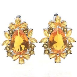 Boucles d'oreilles fines délicates en Citrine bijoux en argent couleur or riche en bleu Violet