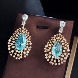 CWWZircons – boucles d'oreilles feu d'artifice cubique en zircone bleu clair grosse goutte d'eau