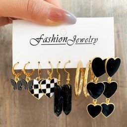 Ensemble de boucles d'oreilles rétro en maille papillon pour femmes style bohème goutte d'huile
