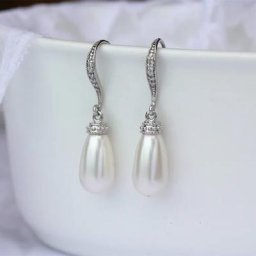 Boucles d'oreilles en forme de goutte d'eau pour femmes Imitation de perles métal argent cristal