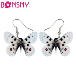 Bonsny – boucles d'oreilles papillon parnasius Bremeri nouveauté acrylique grand pendentif goutte