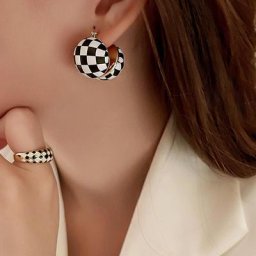 Boucles d'oreilles de créateur de mode vintage coréen pour femmes bouton blanc et noir bijoux en