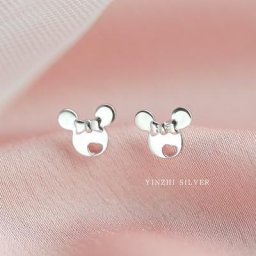 Mini Boucles d'Oreilles à Nministériels d Plaqué Argent pour Femme Piercing Dessin Animé Souris