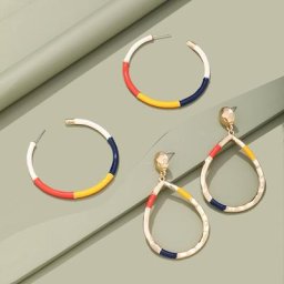 VG 6YM-Boucles d'oreilles créoles multicolores pour femmes bijoux de fête d'anniversaire cadeaux