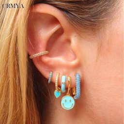 CRMYA-Boucles d'Oreilles Pendantes en Émail pour Femme Bijoux en Or et Argent Rempli de Cœur en