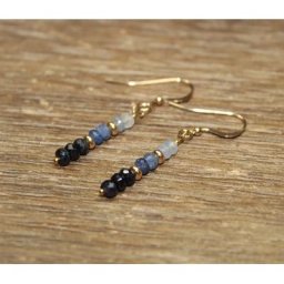 Boucles d'oreilles pendantes en saphir bleu ombré bijoux en labrumen ite enveloppées de fil flash