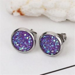 Nouvelle mode acier inoxydable Drusy oreille poteau boucles d'oreilles coloré rond AB couleur 10mm