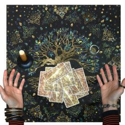 Nappe de sorcellerie en lin pour carte de tarot arbre de vie décor de table accessoires pour la