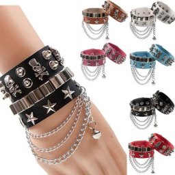 DIEZI – Bracelet en cuir PU violet pour femmes et hommes bijou à Rivet gothique style Harajuku