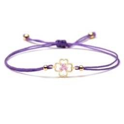 Bracelet en cristal de cuivre pour hommes et femmes quatre cuir chevelu violet cubique