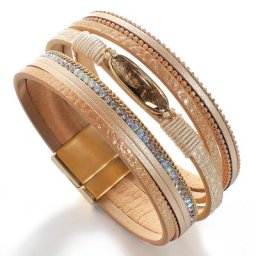 ALLYES – Bracelets Vintage en cuir strass pour femmes breloque perles de cristal chaîne