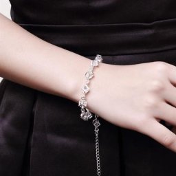 Bracelets en argent Sterling 925 pour femmes chaîne en treillis de cristal cadeaux de noël bijoux