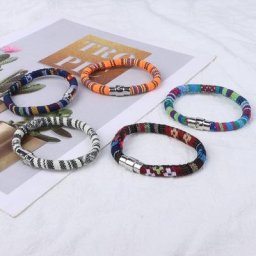Bracelets en Corde Tressée Style Bohème pour Homme et Femme Bijou Ethnique Coloré avec Fermoir