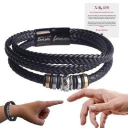 Bracelet en cuir tressé fait à la main pour homme ""Love You Forever"" My Son/to My Grandson