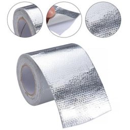 1 rouleau 5M * 5cm voiture moto tuyau fibre de verre bouclier thermique auto-adhésif réfléchissant