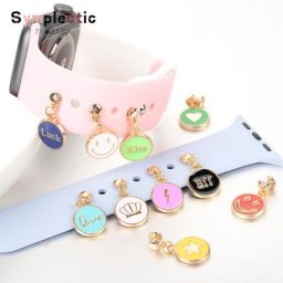 Breloques décoratives symplectiques pour bracelet Apple Watch bijoux ronds en métal dégoulinant