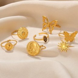 Bagues en acier inoxydable étanches pour hommes et femmes bijoux de documents classiques en or