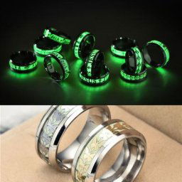 Bague plaquée dorée foncée pour hommes incrustation de papillon fond vert structurels ent