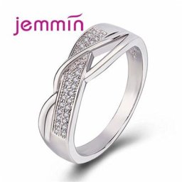 Bagues de fiançailles en argent Sterling 925 pour femmes Bijoux en cristal Zircon cubique grande