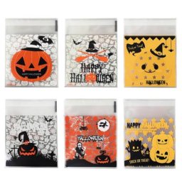 Sacs à Biscuits et Bonbons D'emballage En Plastique Joyeux Halloween Fournitures de Décoration de