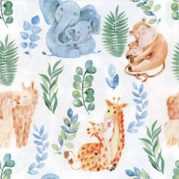 Serviettes en papier « bébés animaux », 33 x 33 cm, 20 pièces