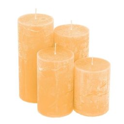 Bougies rustiques, jaune miel, hauteurs différentes, 4 pièces
