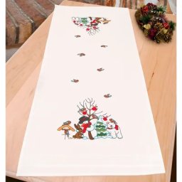 Chemin de table à broder ""amis de l'hiver