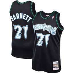 Maillot Homme Mitchell & Ness Kevin Garnett Noir Minnesota Timberwolves Hardwood Classics 1997-98 Authentique
