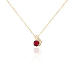 Collier Tyana Plaqué Or Jaune Pierre De Synthese Et Oxyde De Zirconium