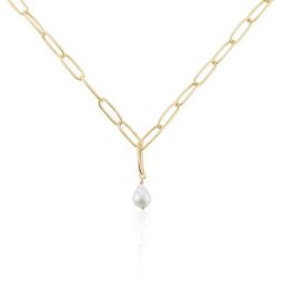 Collier Soalie Plaqué Or Jaune Perle D'imitation
