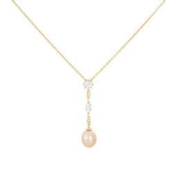 Collier Lynes Argent Rose Perle De Culture Et Oxyde De Zirconium