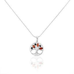 Collier Argent Blanc Odaya Ambre