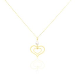 Collier Double Ajoure Or Jaune Perle De Culture