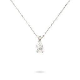 Collier Enis Or Blanc Oxyde De Zirconium Et Olivine