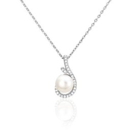 Collier Cyrana Argent Blanc Perle De Culture Et Oxyde De Zirconium