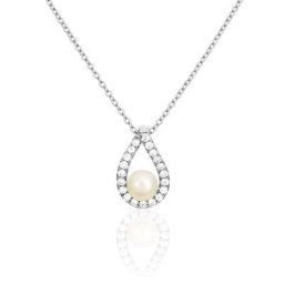 Collier Sohaliaae Argent Blanc Perle De Culture Et Oxyde De Zirconium