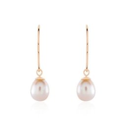 Boucles D'oreilles Pendantes Baroque Or Rose Perles De Culture
