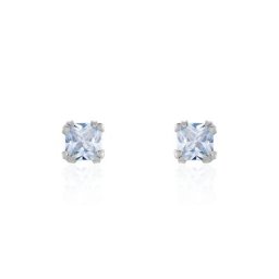 Boucles D'oreilles Puces Doreen Carre Or Blanc Oxyde De Zirconium