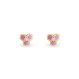 Boucles D'oreilles Puces Fleur Rose Or Jaune