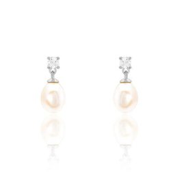 Boucles D'oreilles Pendantes Dolores Argent Perle De Culture Et Oxyde