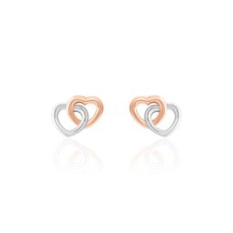 Boucles D'oreilles Puces Donna Coeurs Ajoures Or Rose