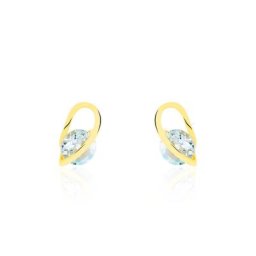 Boucles D'oreilles Puces Or Jaune Berecyntia Topaze