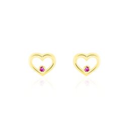 Boucles D'oreilles Puces Martella Or Jaune Rubis