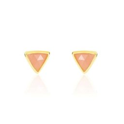 Boucles D'oreilles Puces Juliete Or Jaune Calcedoine