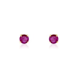 Boucles D'oreilles Puces Elea Serti Griffe Or Jaune Rubis