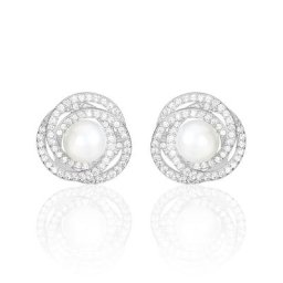 Boucles D'oreilles Pendantes Rosalina Argent Perle Culture Et Oxyde