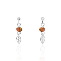 Boucles D'oreilles Pendantes Nolana Argent Blanc Ambre
