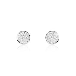 Boucles D'oreilles Puces Or Blanc Strass