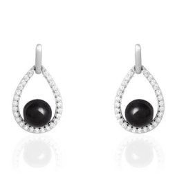 Boucles D'oreilles Pendantes Nerea Argent Blanc Céramique Et Oxyde
